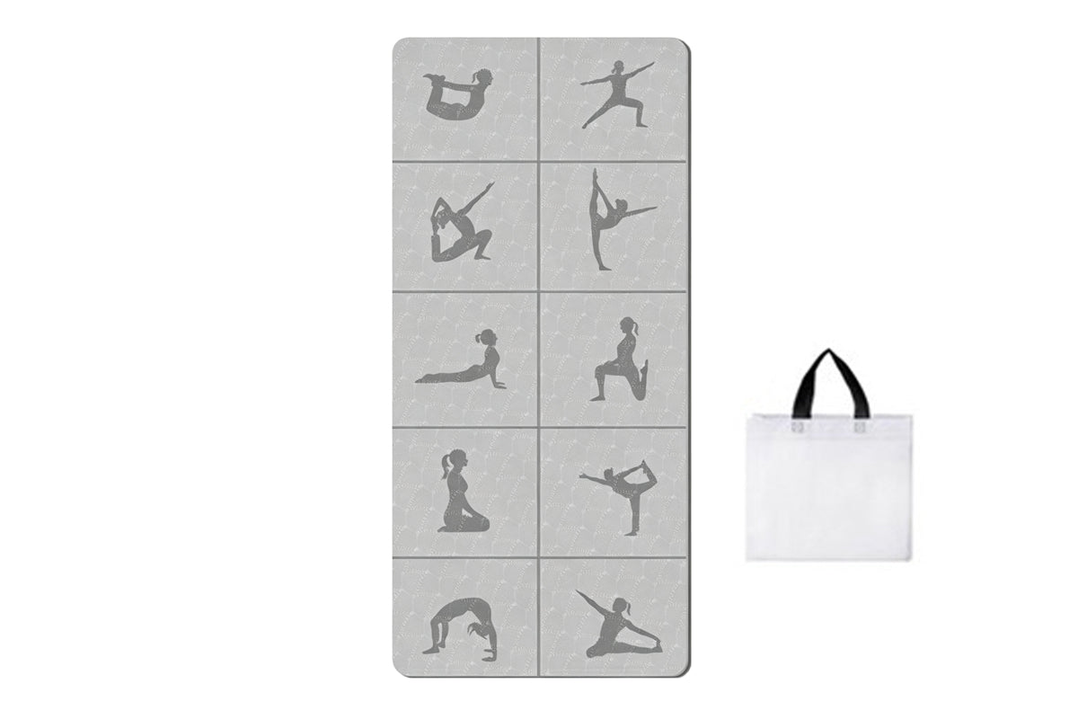 Printed Yoga Poses Yoga Mat with Storage Bag Portable Exercise Foldable Workout Mat
