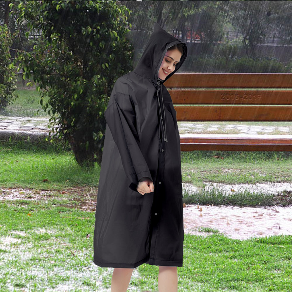 EVA Reusable Unisex Waterproof Hooded Raincoat