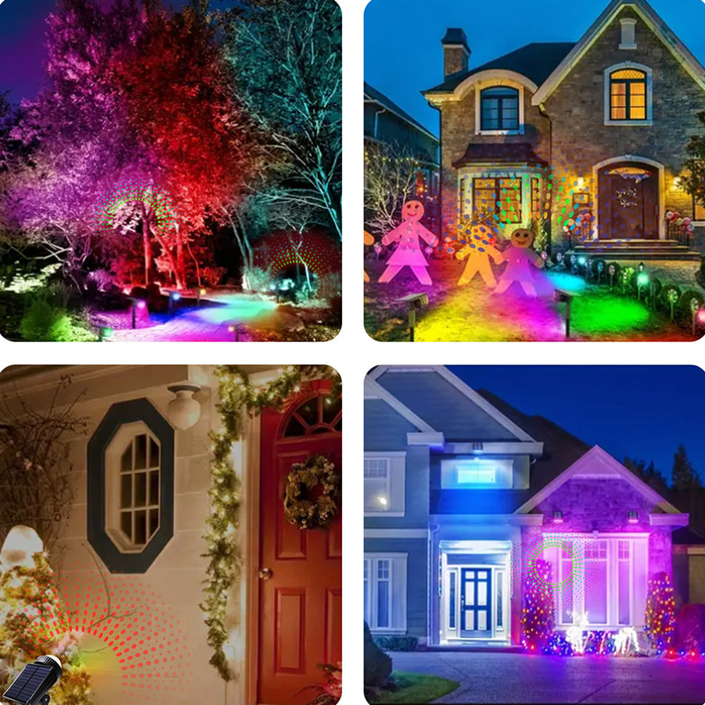 4Pcs LED Solar RGB Outdoor Projector Landscape Lamp