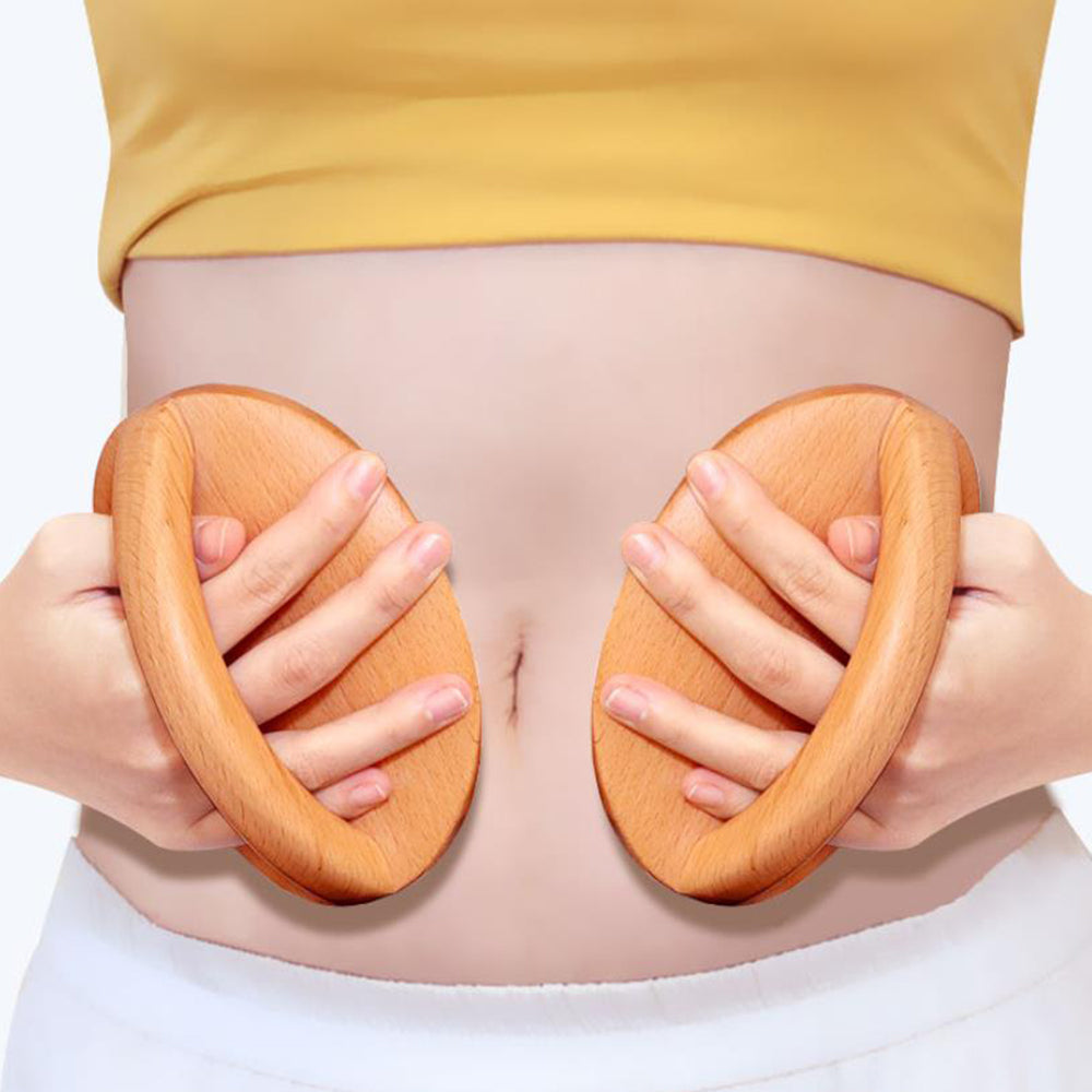 2Pcs Handheld Wood Therapy Massage Brush for Cellulite Remover