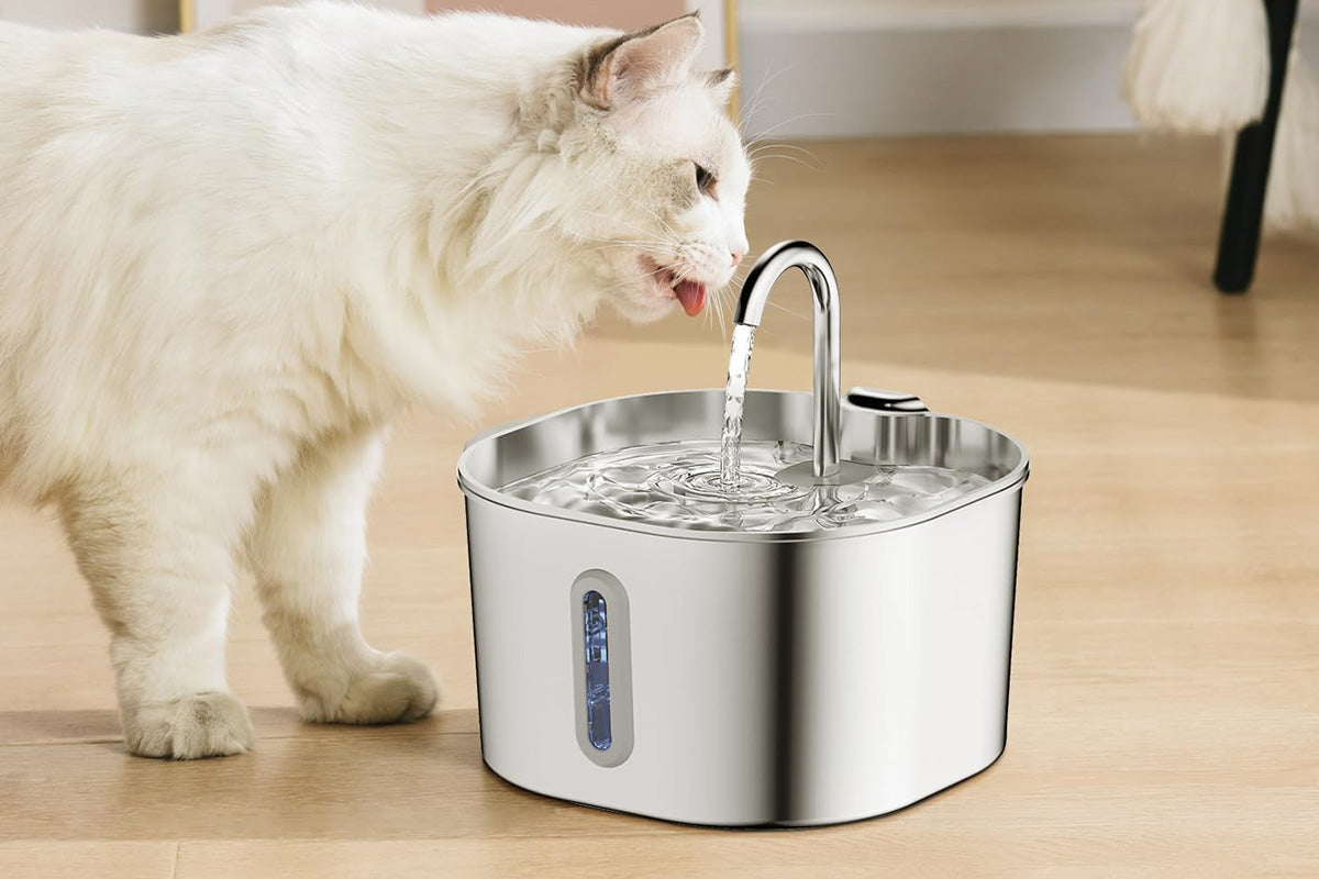 Automatic Pet Water Fountain USB 2.2L Stainless Steel for Cats and Small Animals