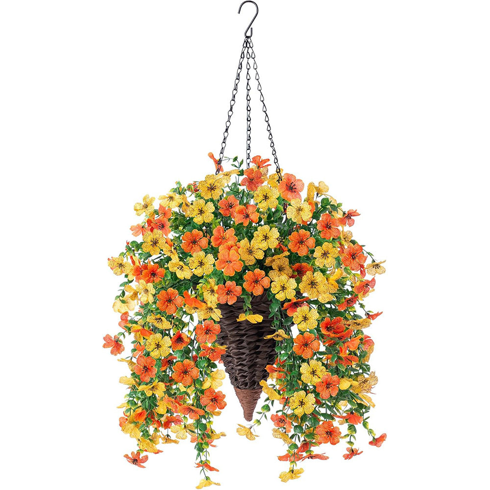 2Pcs Artificial Flowers Outdoor Hanging Faux Floral Decor for Planter Basket Window Box