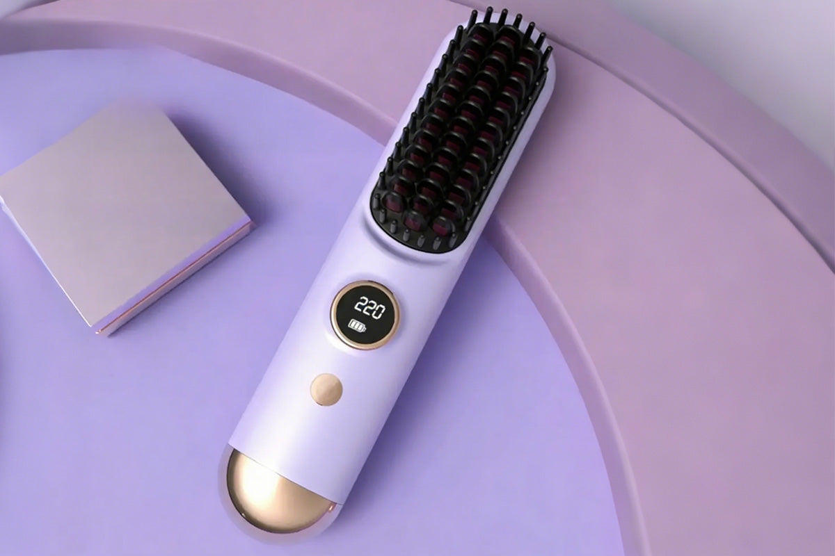 Cordless LCD Hair Straightening Brush 2-in-1 Portable Styling Tool for Travel