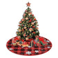 90/122CM Plaid Red-Black Christmas Tree Skirt with White Snowflake-Style 2