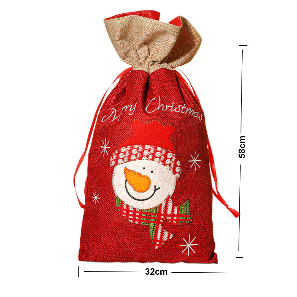 Xmas Sack Bag Christmas Burlap Stocking Gift Bag -Style 2