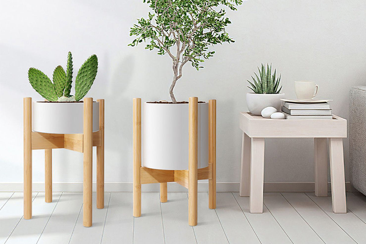 Adjustable Bamboo Plant Stand Holder Indoor for Stable Plant Display
