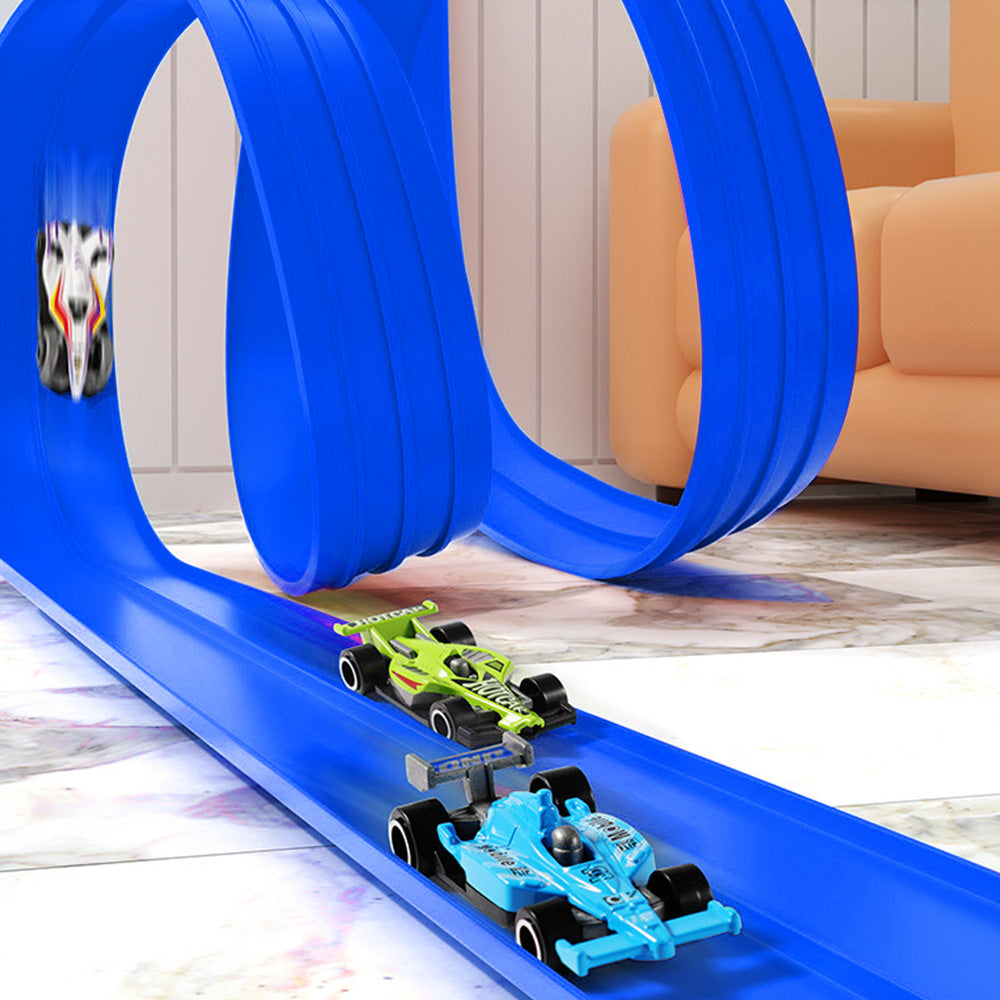 Car Racing Track Set Five Meter Race Track Dual Lane Gravity
