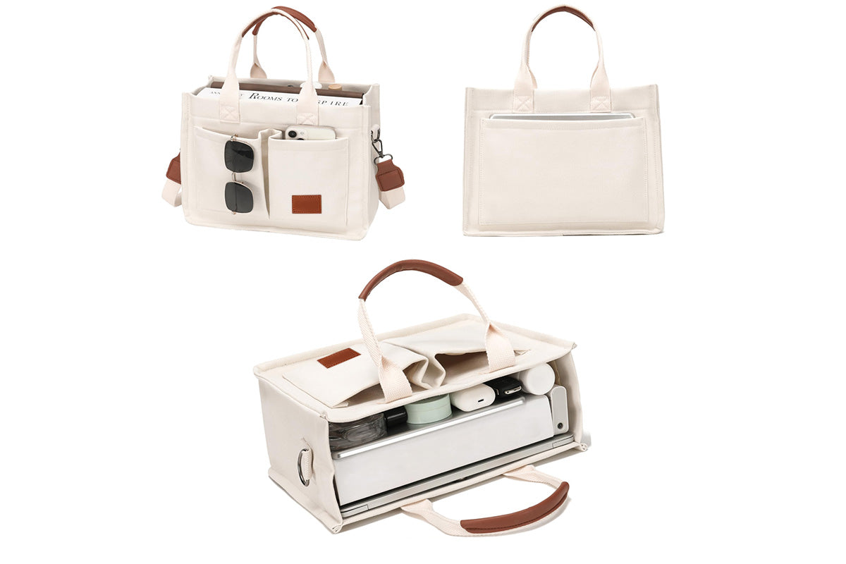 Tote Bag for Women With Compartments Canvas Crossbody Bags for Laptop Book