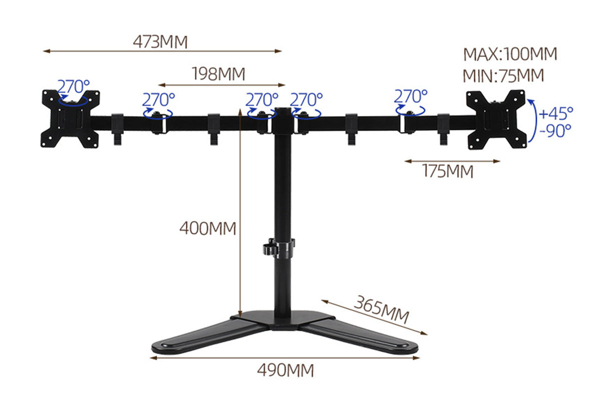 Monitor Stand Vertical Desktop Mount Freestanding Adjustable V-Base HD LED TV Screens