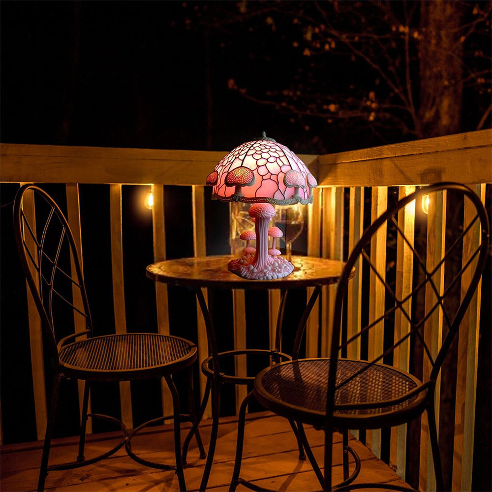 Bohemian Resin Painting Glass Mushroom Table Lamps