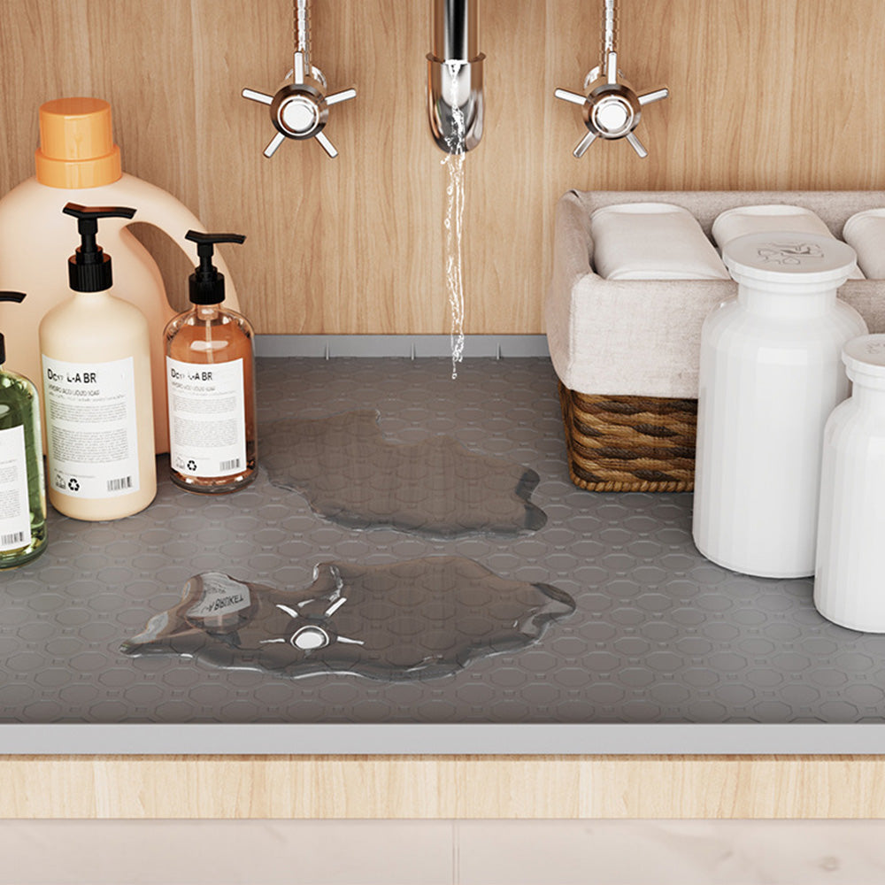 Silicone Under Sink Mat with Raised Edge for Cabinet Protection