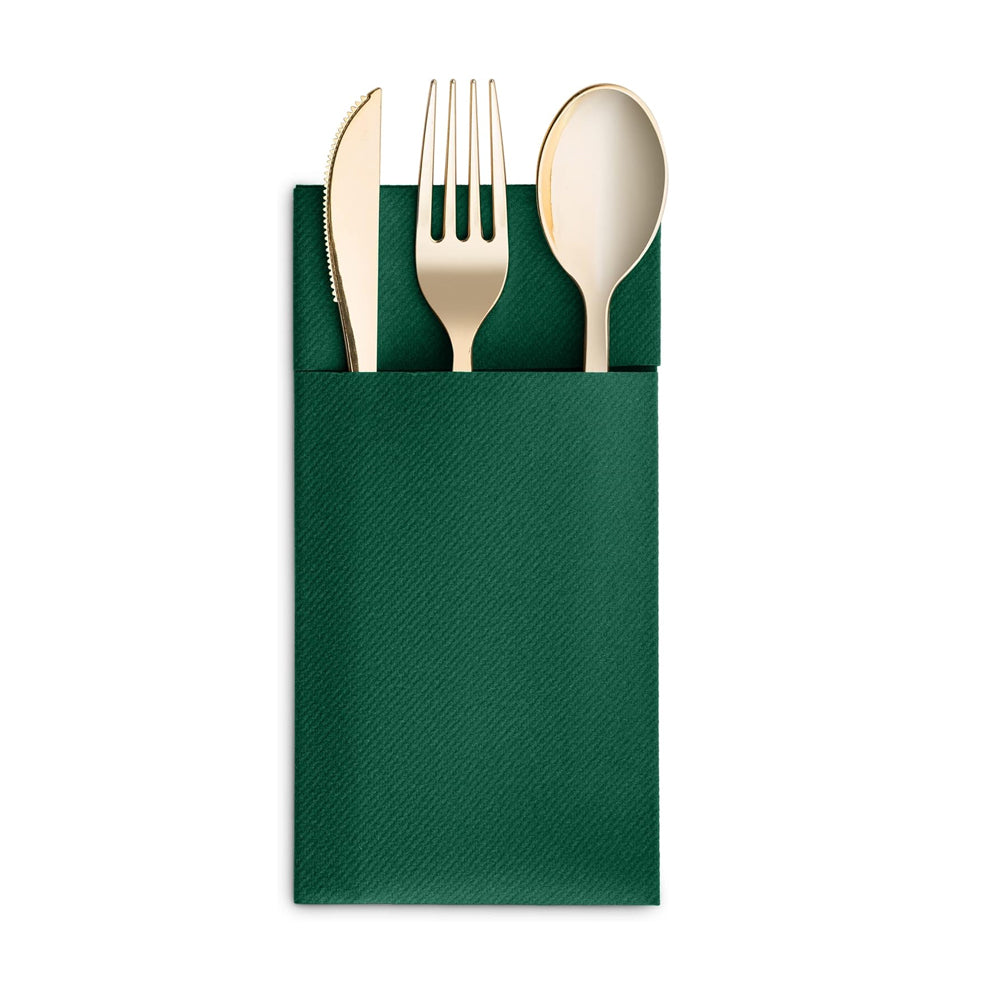 50 Pcs Disposable Linen-Feel Dinner Napkins with Bulit-in Flatware Pocket
