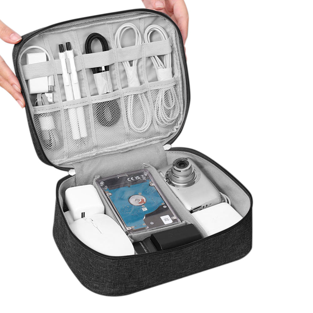 Large Digital Electronics Travel Organizer Bag with Adjustable Dividers