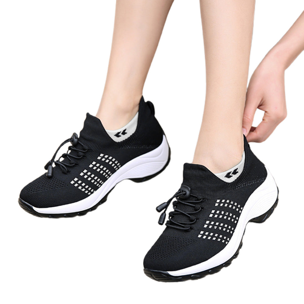 Breathable Stretch Mesh Slip On Walking Sneakers for Men and Women-White