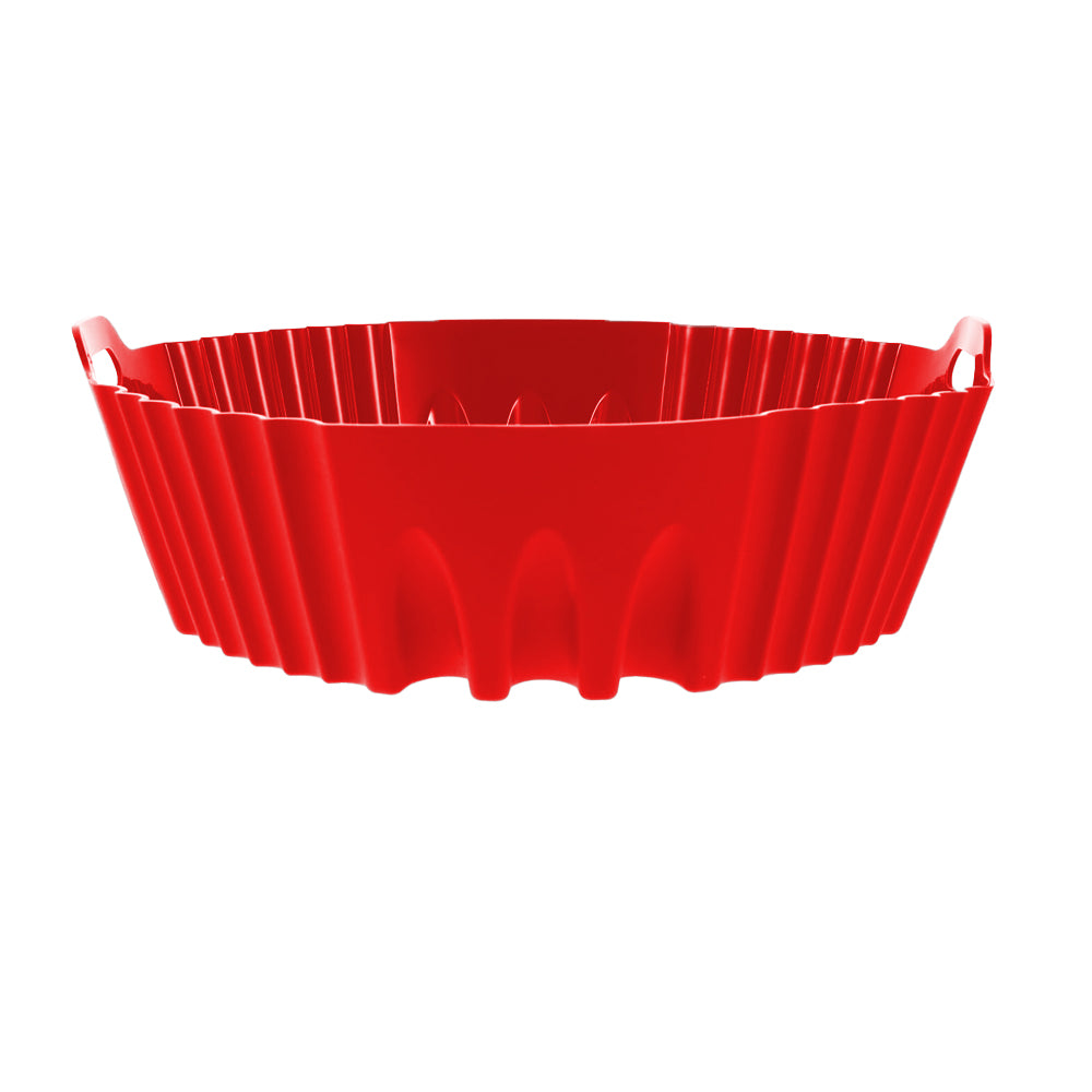 2Pcs Silicone Round Baking Tray Pot with Handle for Air Fryer