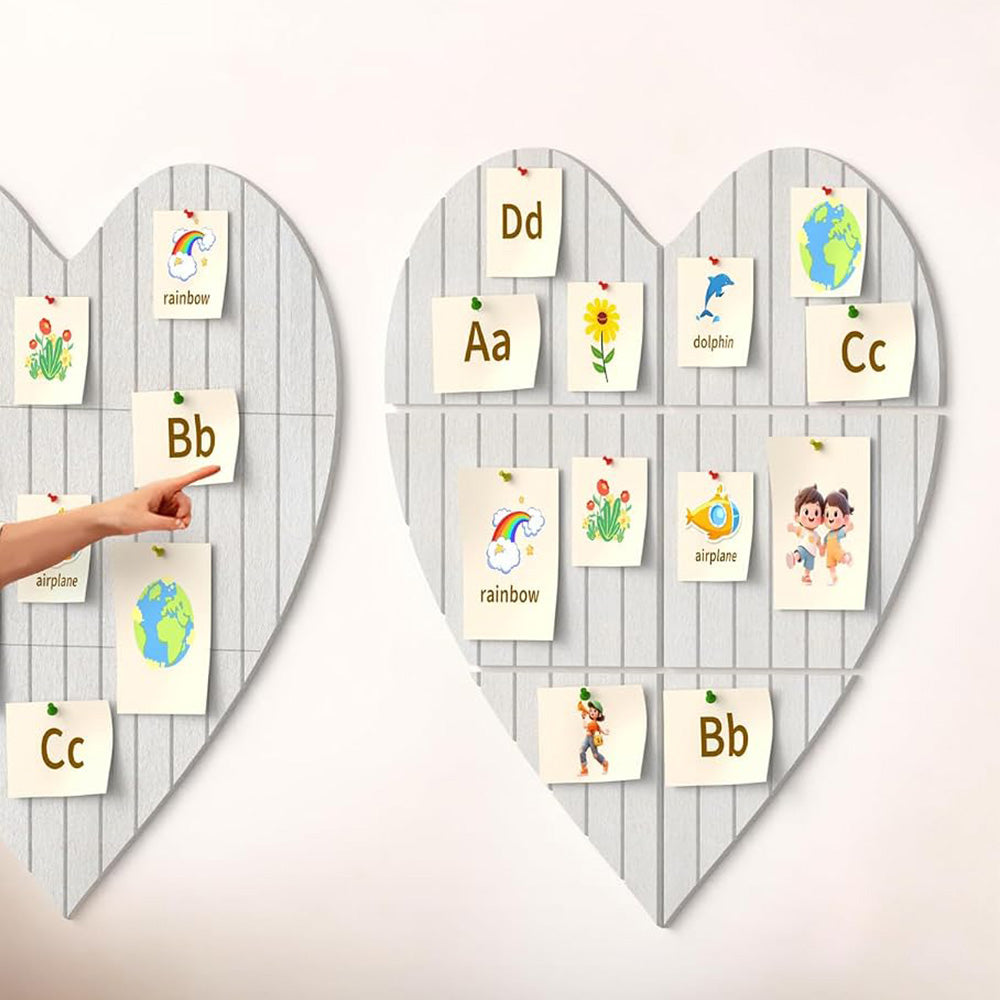 75x74cm Heart Shaped Felt Photo Message Display Board with Adhesive Dots