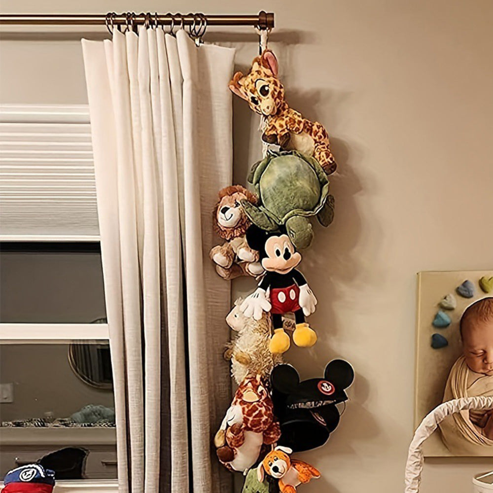 Hanging Storage Chain Boho Stuffed Animal Hammock Corner with 20 Metal Clips