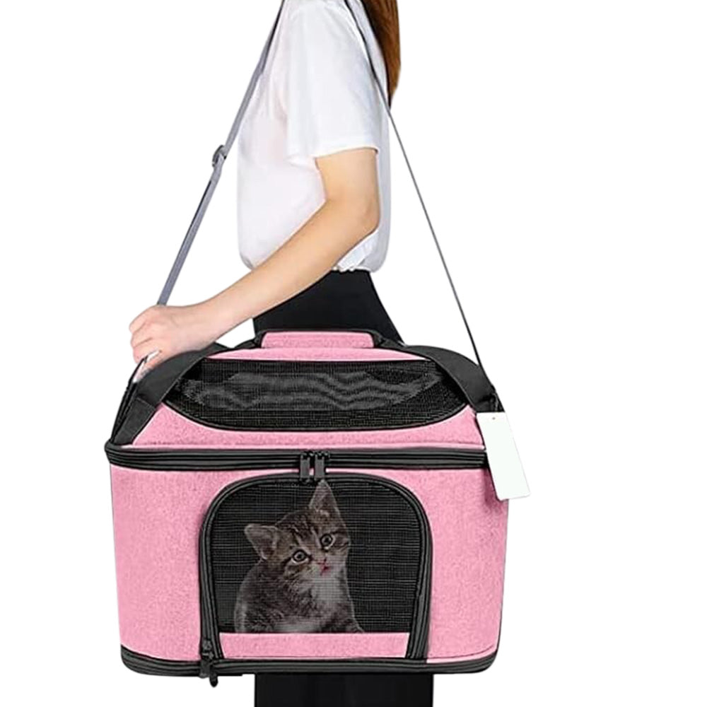 Breathable Pet Carrier Foldable Cat Travel Bag Shoulder Bag