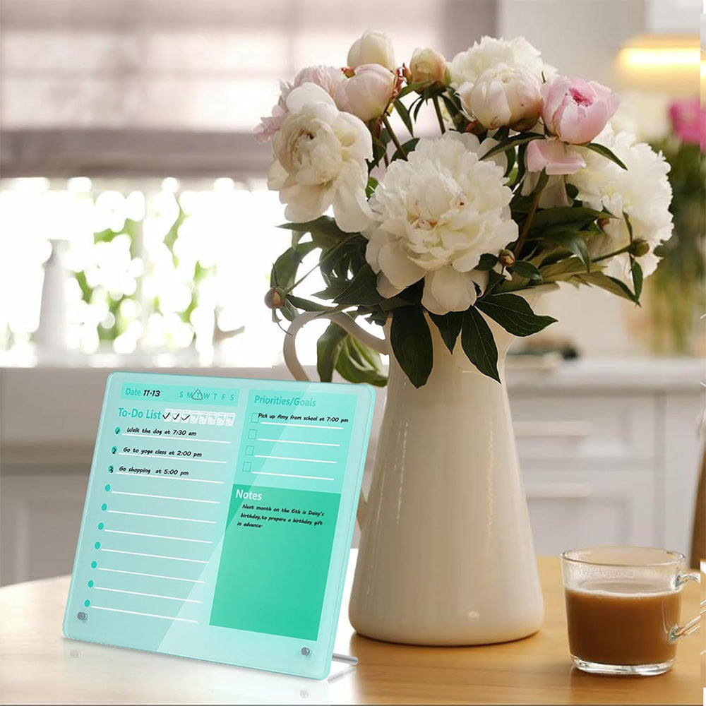 Thick Acrylic Dry Erase Board for Desk Planner with Stand