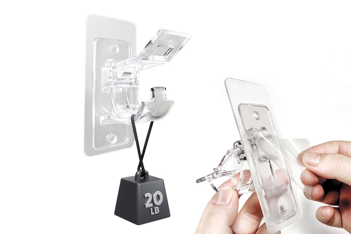 No Drill Self Adhesive Curtain Rod Brackets Transparent Invisible Holders for Curtains Towels