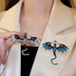 2Pcs Flying Dragon Brooch Pin Vintage Punk Flying Dragon Brooch