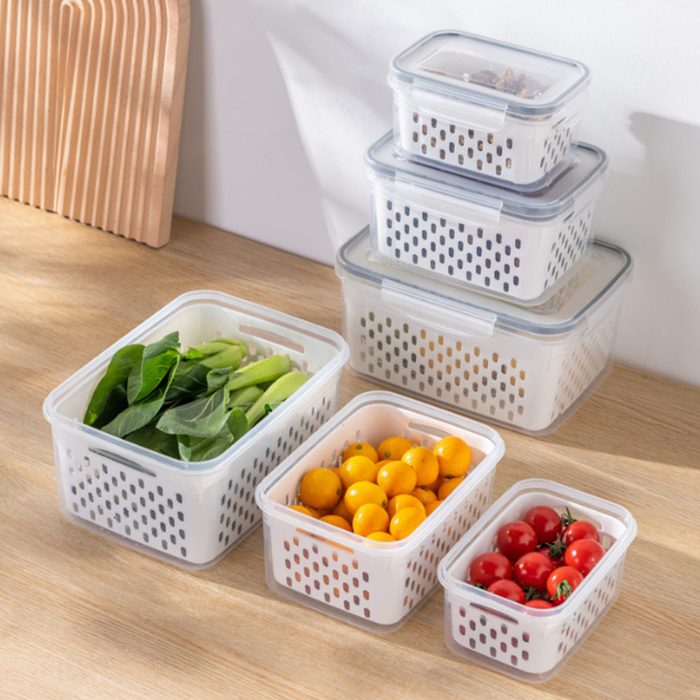 3Pack Fridge Food Storage Container Sets with Lids and Strainer
