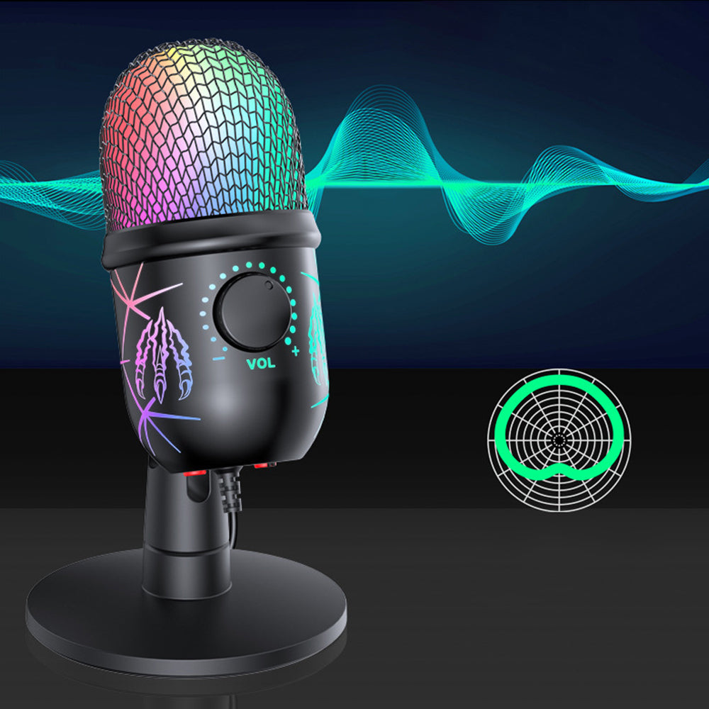 2Pcs USB Gaming Live Microphone with RGB Luminous