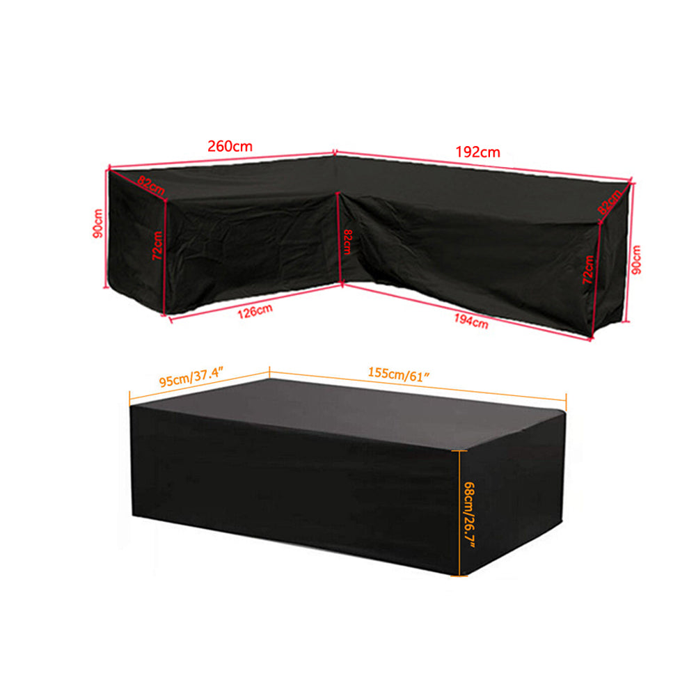 2Pcs Water Resistant L-Shape Sectional Sofa Protector Cover-1 sectional cover + 1 table cover
