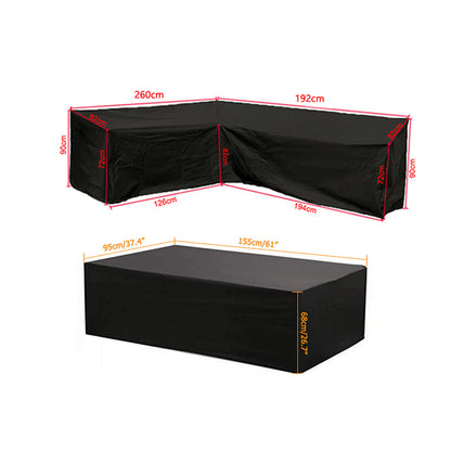 2Pcs Water Resistant L-Shape Sectional Sofa Protector Cover-1 sectional cover + 1 table cover