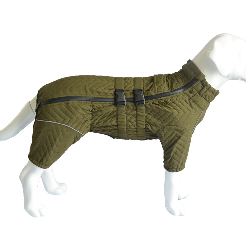 Dog Coat 4 Legs Covered Windproof Waterproof Dog Winter Jacket-Green