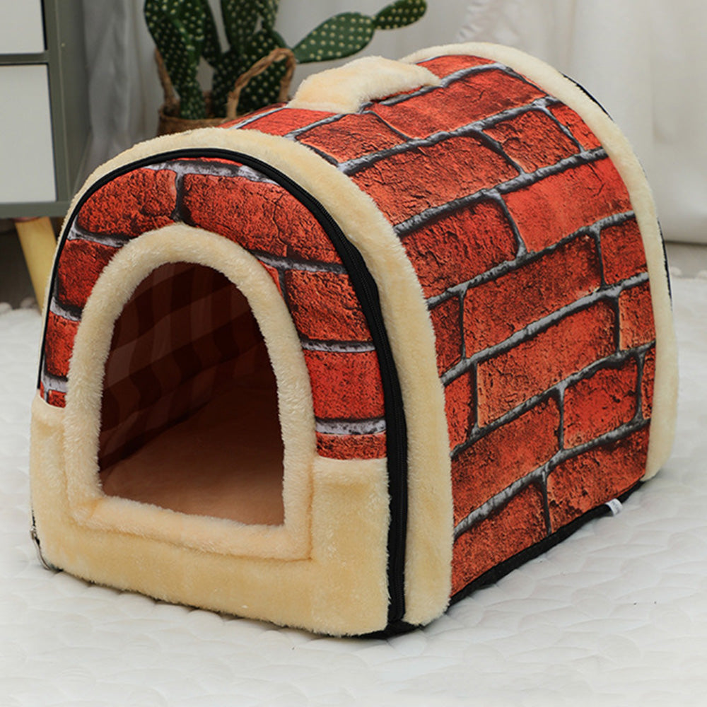 Pet Dog House Kennel Soft Beds Cave Cat Puppy Bed Doggy Warm Cushion Fold