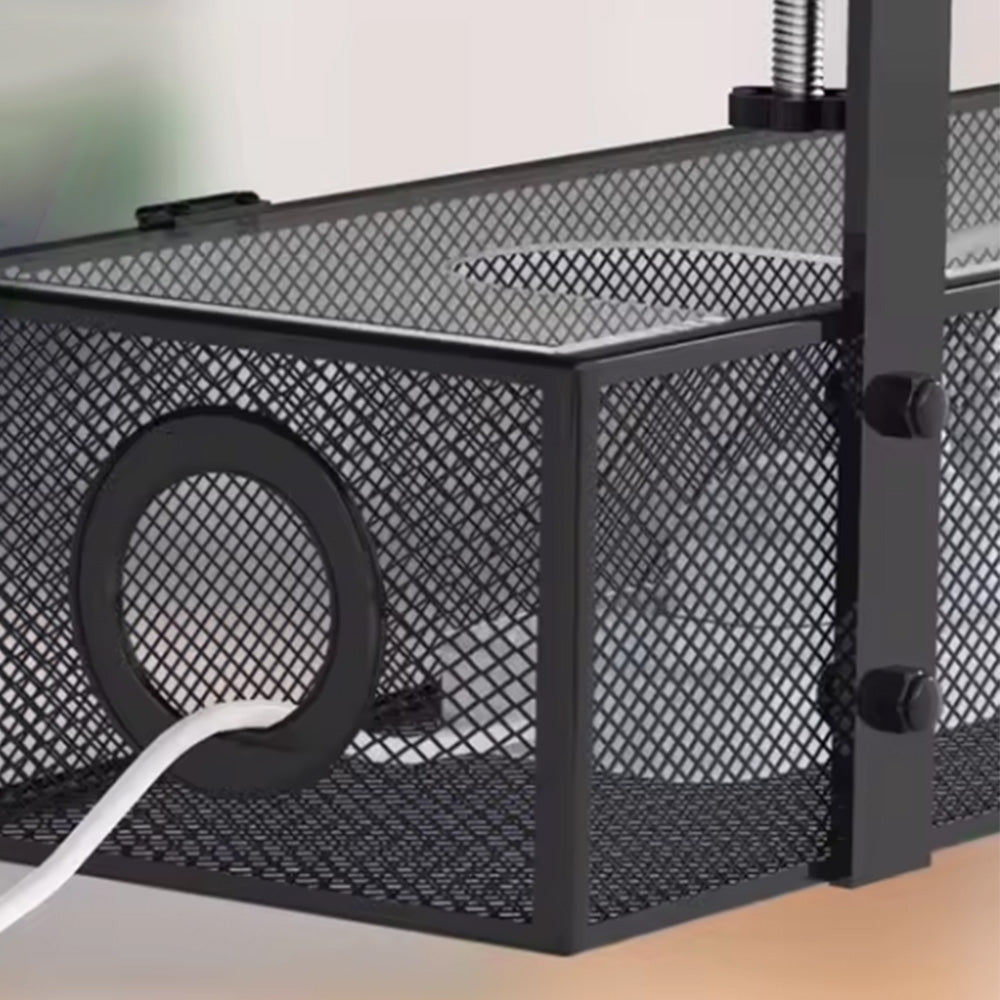 Iron Mesh Under Desk Cable Management Tray No Drill With Clamp Mount