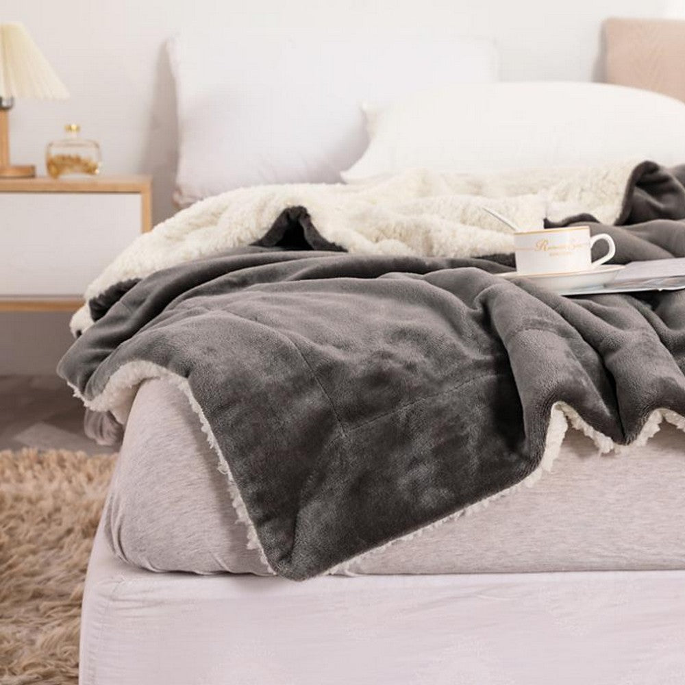Reversible Plush Faux Mink Sherpa Lambswool Blanket