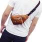 Unisex Genuine Leather Zip Waist Bag