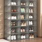 2 Pcs Clear Stackable Shoe Boxes Plastic Sneaker Containers for Closet Under Bed