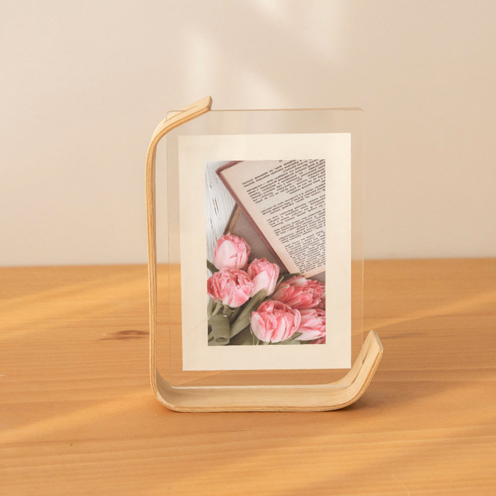 2Pcs Transparent Acrylic Wooden Photo Frame