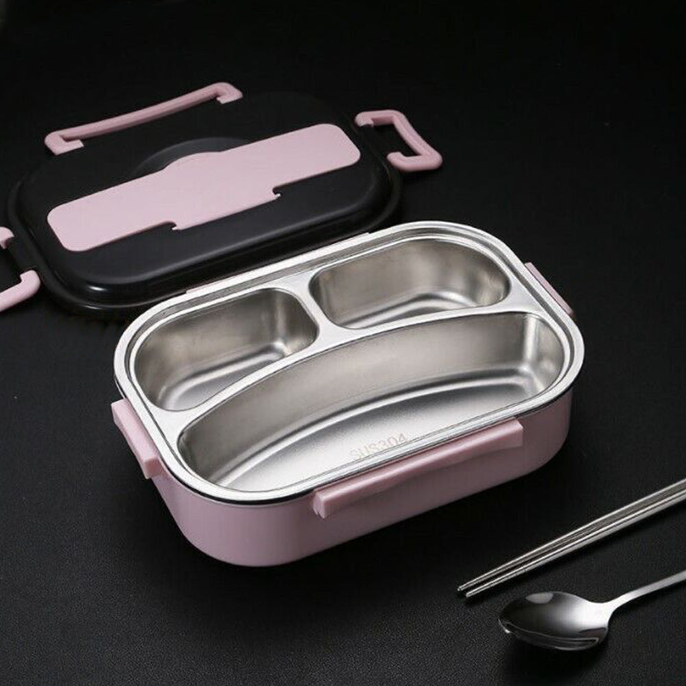 304 Stainless Steel Insulated Bento Lunch Box with 3-Compartments