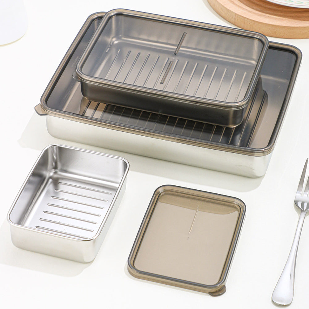 Stainless Steel Airtight Food Storage Container with Lid for Refrigerator