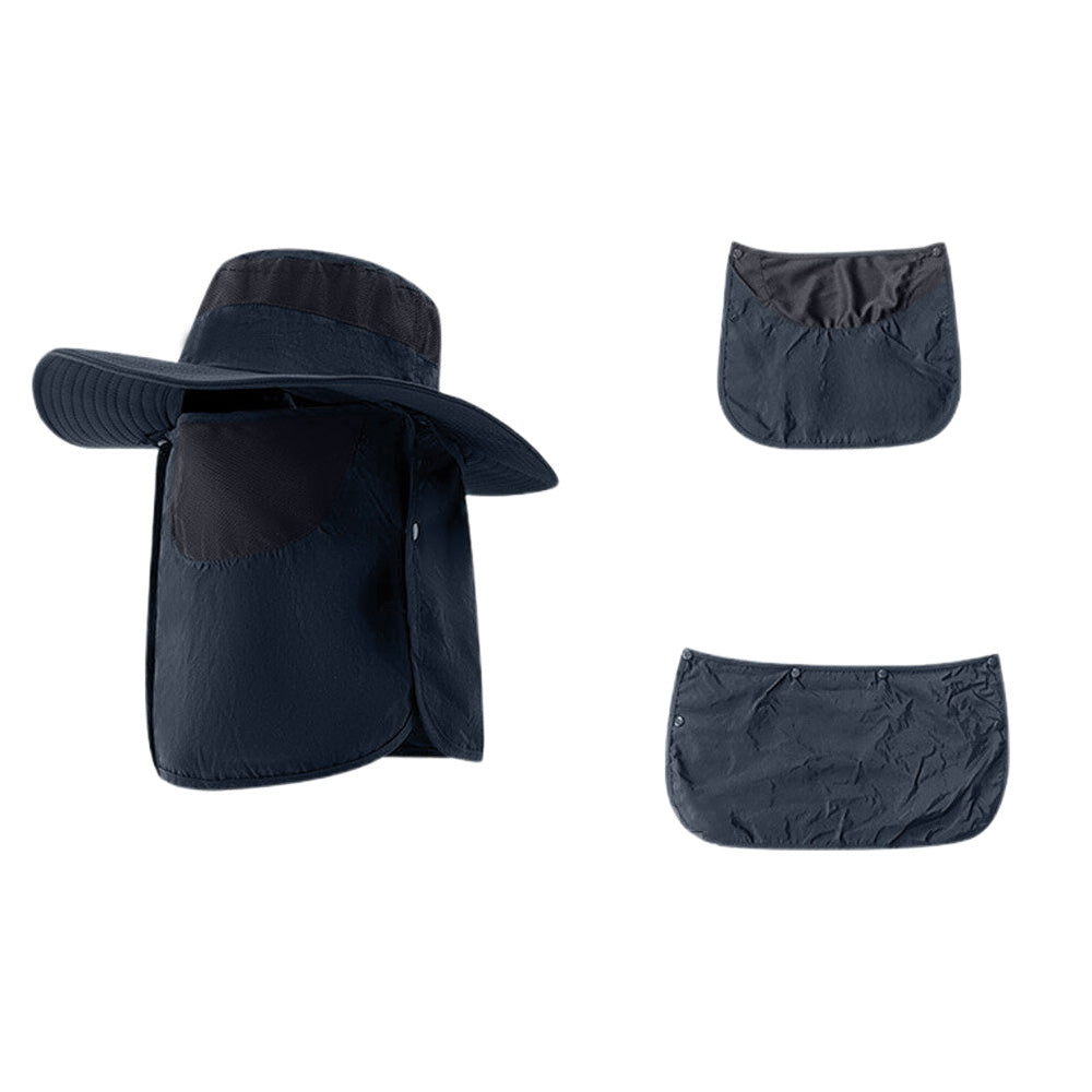 Outdoor Sun Protection Fishing Cap Wide Brim Hat With Neck Flap And Face Cover