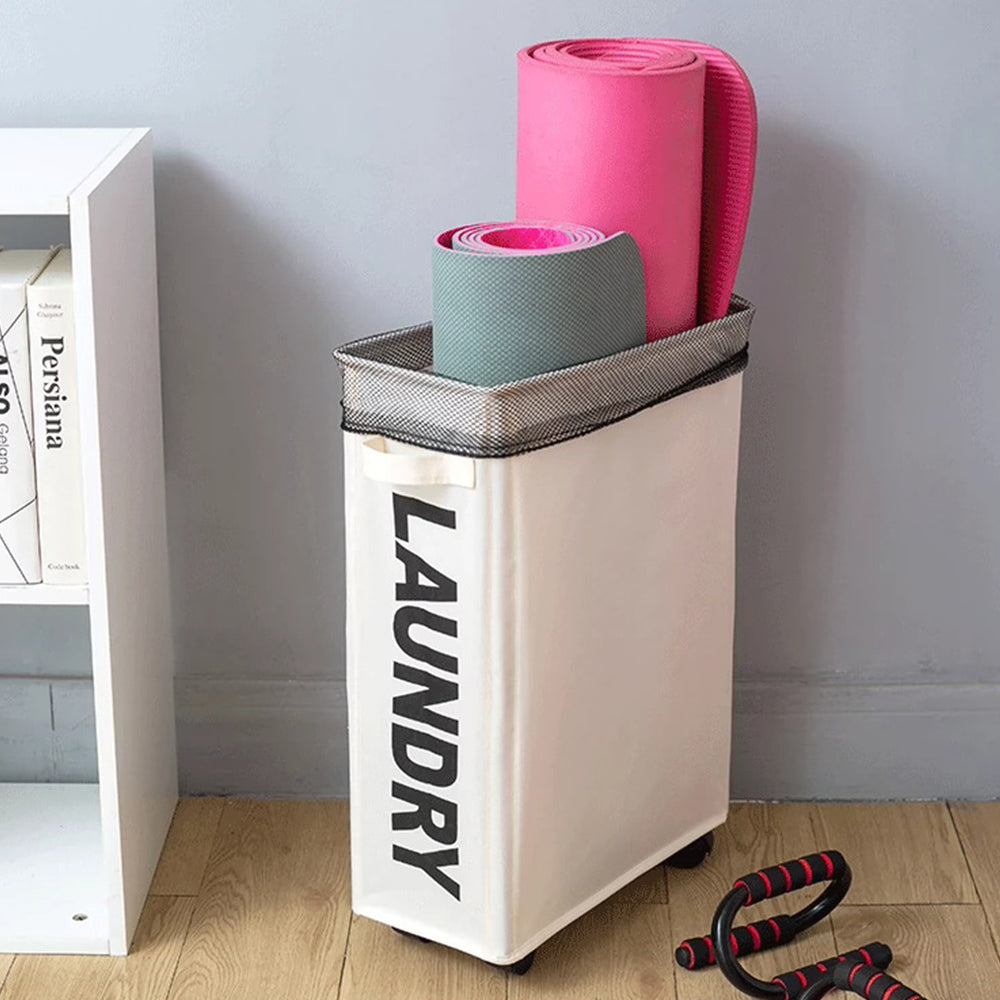 39 x18.5x58CM Foldable Laundry Washing Clothes Storage Bag With Universal Wheels