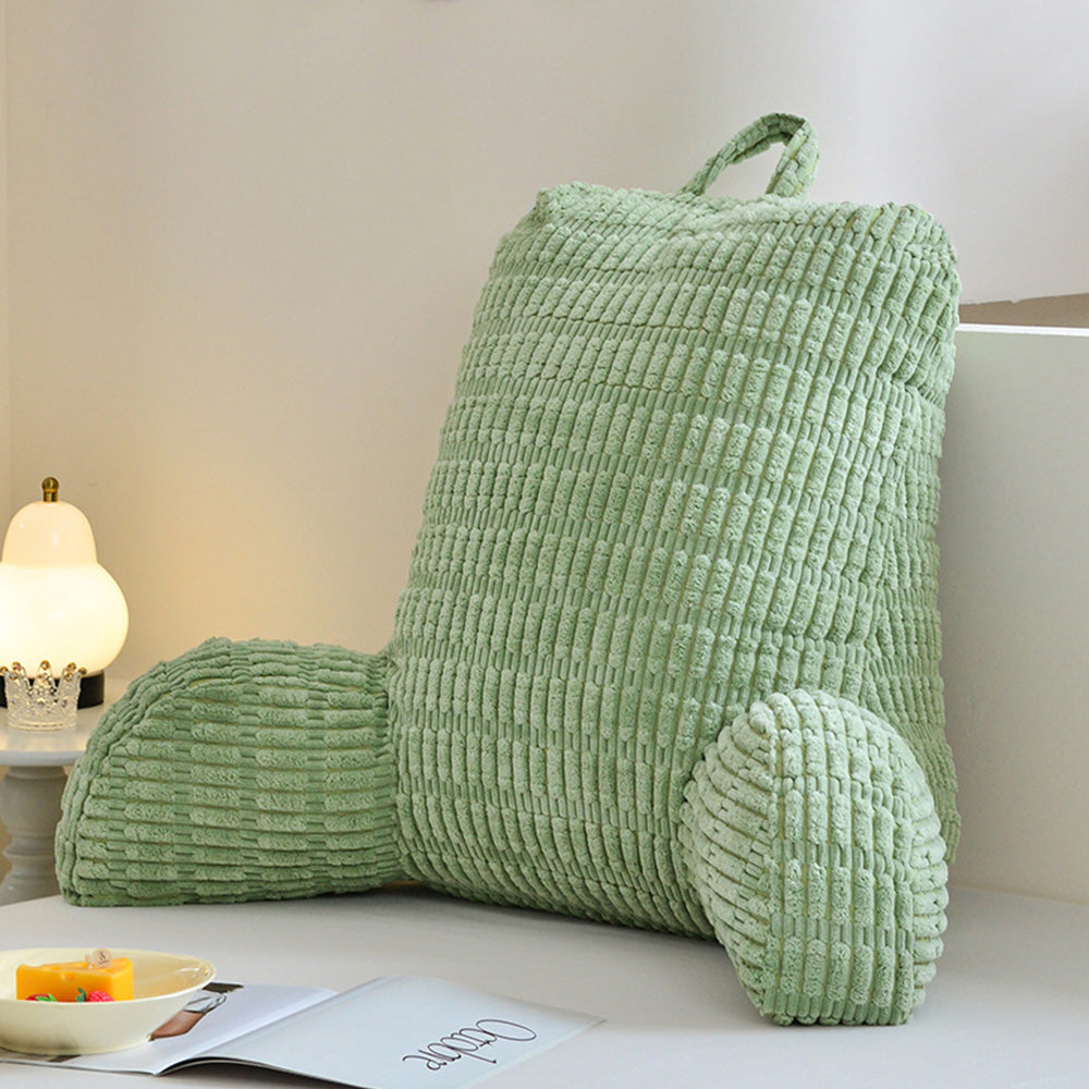 Bedside Backrest Cushion with Armrests Pocket and Washable Cover