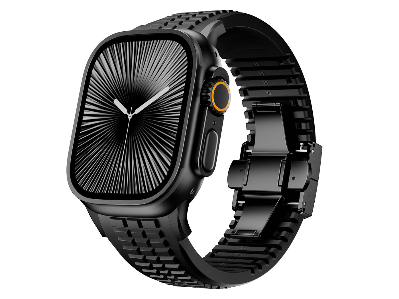 Men's Rubber Watch Band Compatible with Apple Watch Folding Buckle 42 44 45 46 49mm