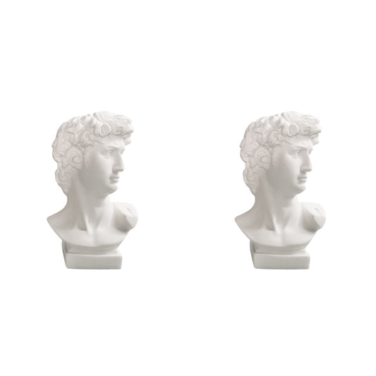 2Pcs Resin Creative Human Head Sculpture Makeup Brush Storage Box Flower Pot Pen Holder