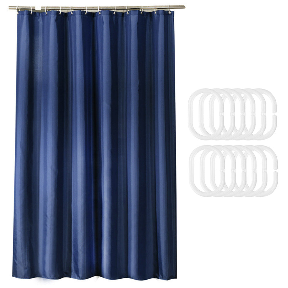 Waterproof Shower Curtain with 12 Hooks Thick Polyester for Bathtub Bathroom