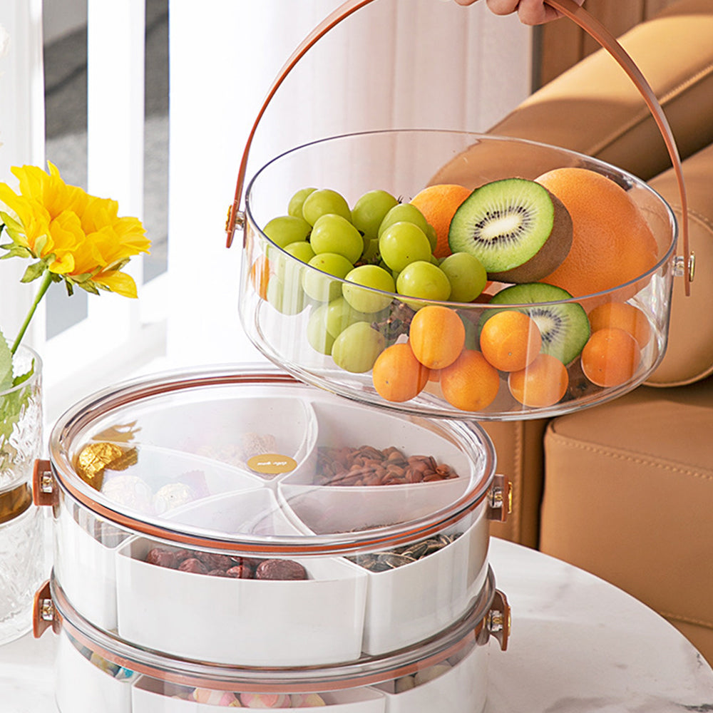 Divided Serving Tray with Lid and Handle Snack Platter Organizer
