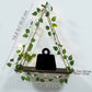 4Pcs Artificial Ivy LED Strip Wall Hanging Shelves Macrame Shelf for Bedroom