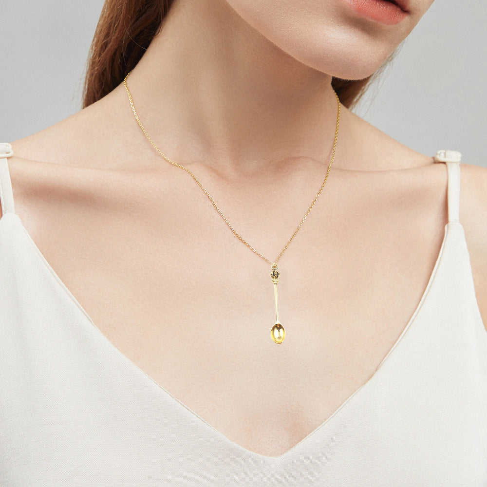 4Pcs Mini Crown Spoon Necklace