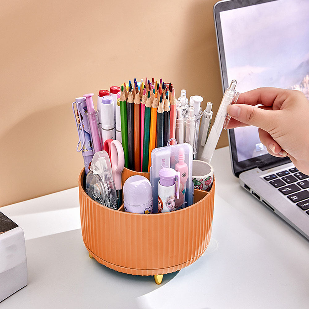 360 Degree Rotating Desk Pen Organizer with 5 Compartments