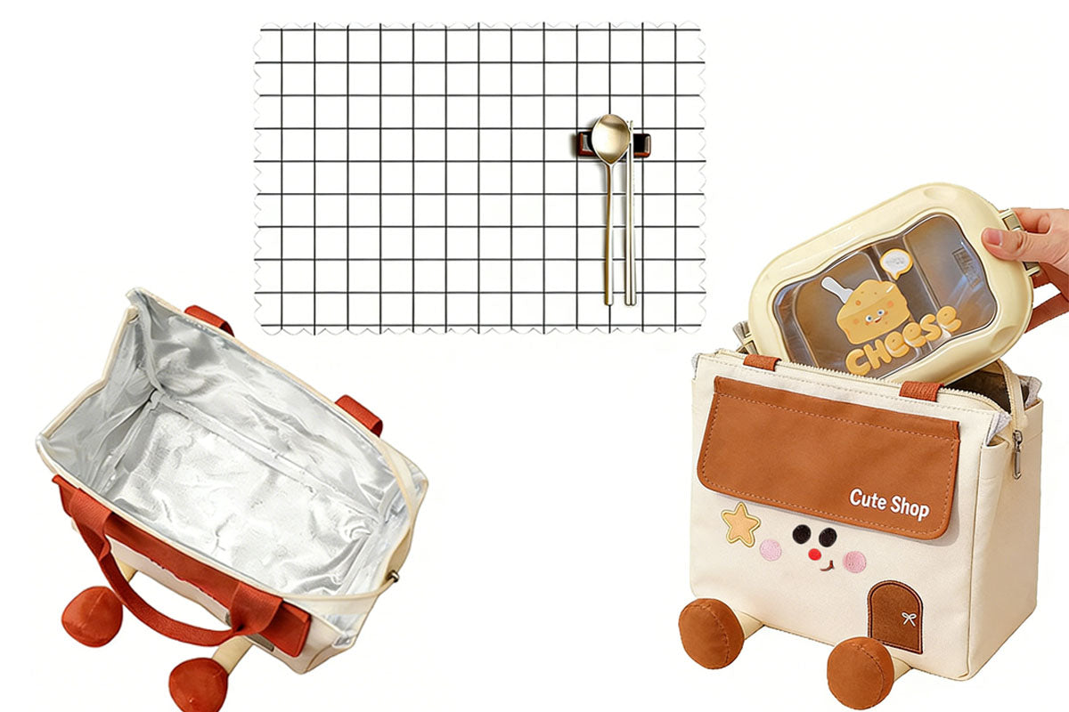 Insulated Lunch Bag with 40x60cm Waterproof Oilproof Desk Mat