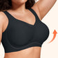 Seamless Wireless Plus Size Bra Full Coverage Comfortable Everyday Support for Women-Black